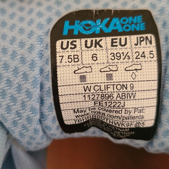 hoka clifton 9 mesh sneakers athletic running walking shoes womens 7.5M - Picture 6 of 7